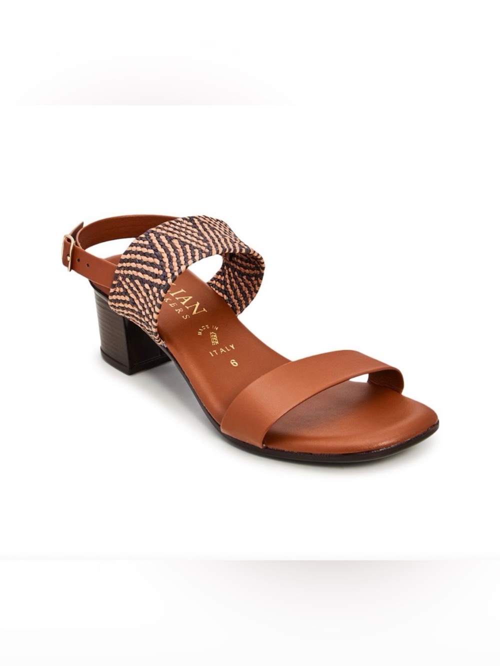Italian Shoemakers Carmel Block Heel Sandal with Woven Strap